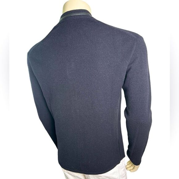 Armani Exchange Zip-up Bomber Silhouette Mock Neck Sweater w/Leather Trim Sz L - Picture 7 of 9